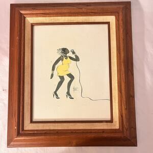 Vintage Annie Lee Print on Canvas Wooden Frame - Black Americana Collectible